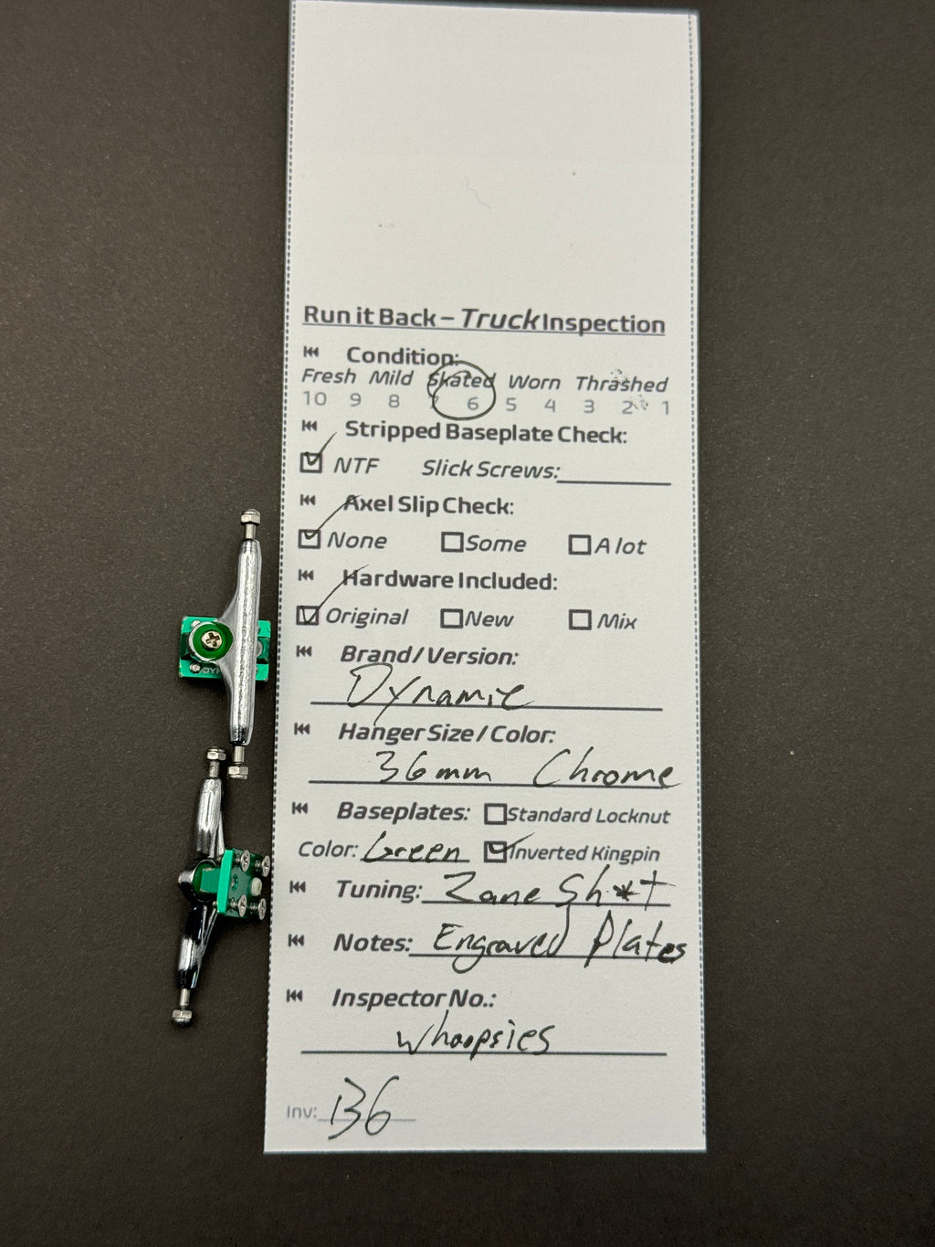 Dynamic 36mm Chrome/Green w/ Zanesh*ts - Skated