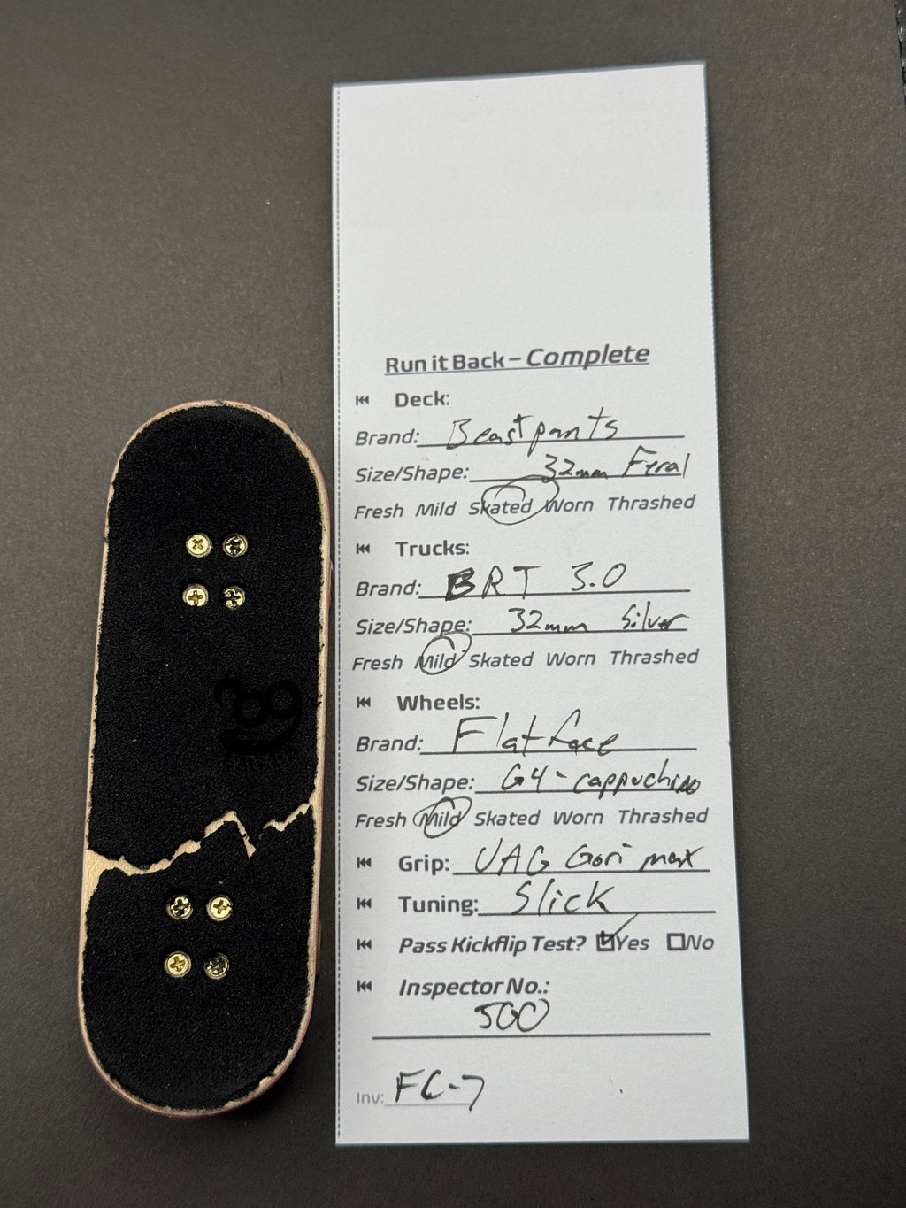 Beastpants 32mm Feral, BRT 3.0 32mm w/ Slick Tuning, Flatface G4 Cappucchino Swirl
