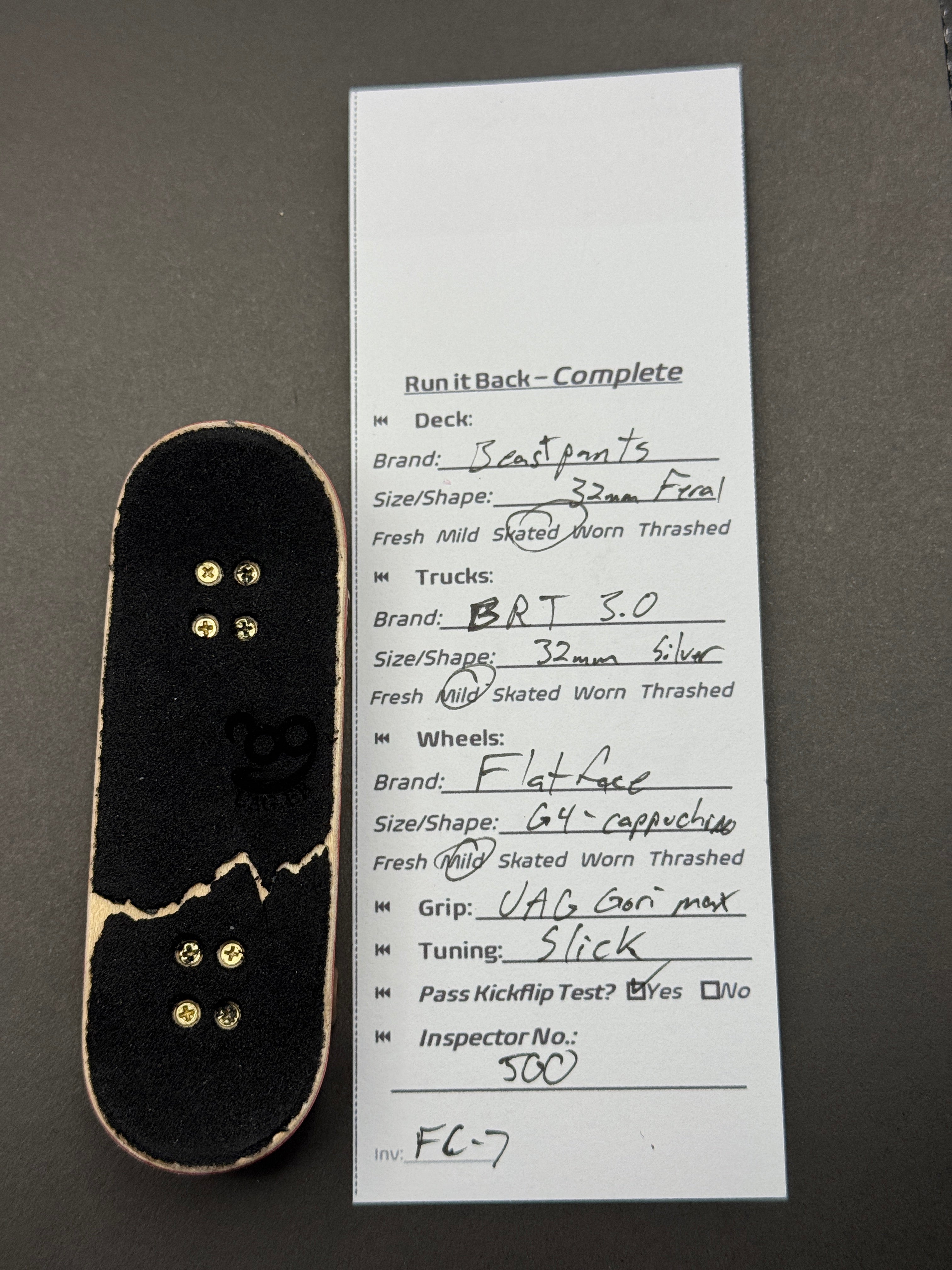 Beastpants 32mm Feral, BRT 3.0 32mm w/ Slick Tuning, Flatface G4 Cappucchino Swirl