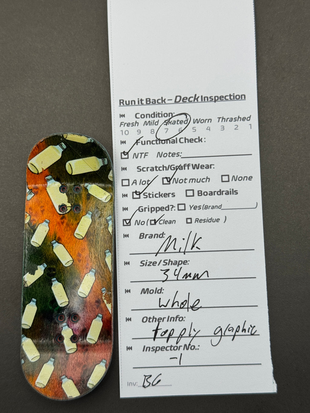 Milk 34mm Whole (Rare Top Ply Graphic) - Skated