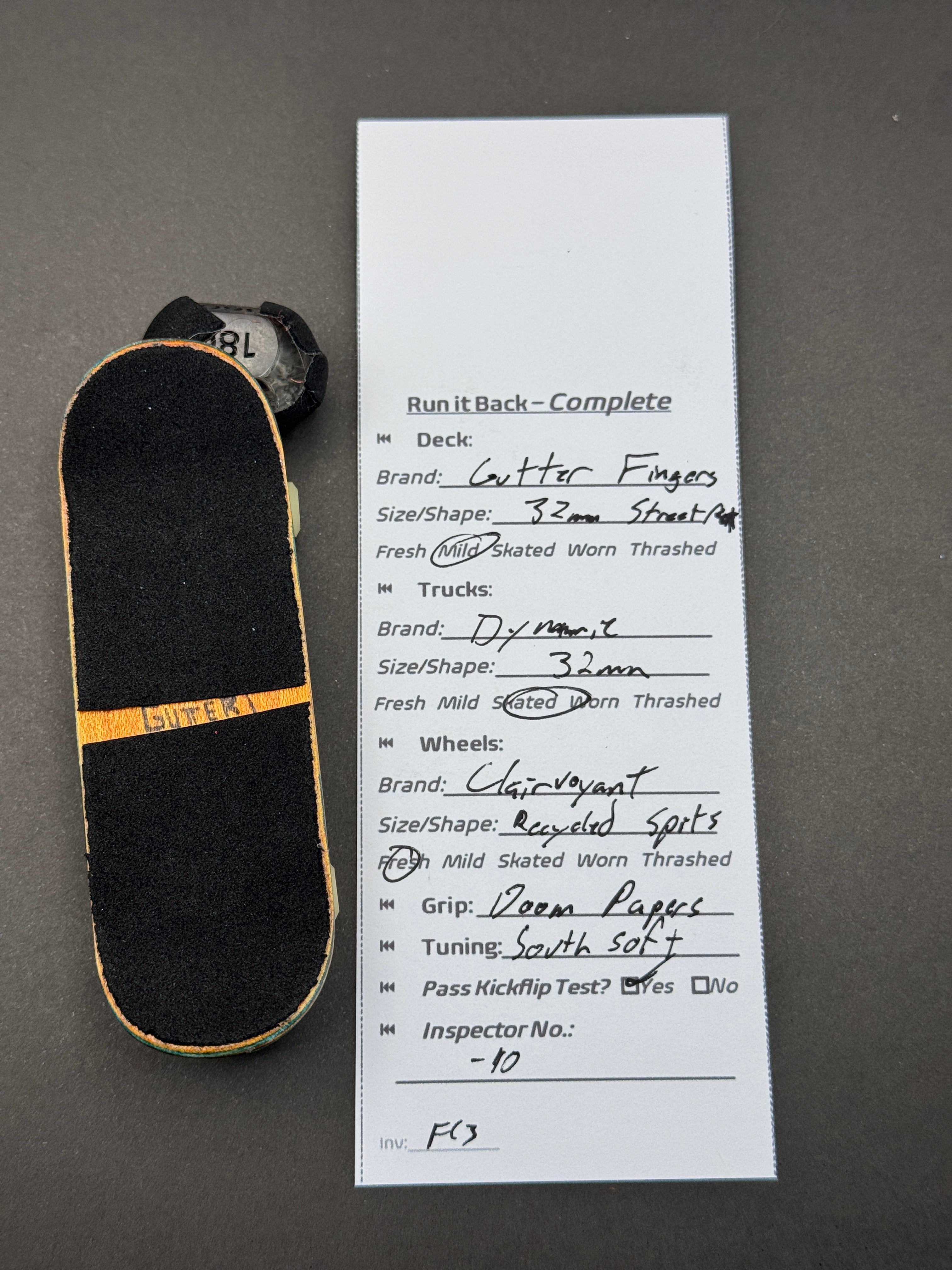 Run it Back Complete: Gutter Fingers 32mm Street-Rat, Dynamic 32mm w/ Southsoft, Clairvoyant V1 Recycled Spits