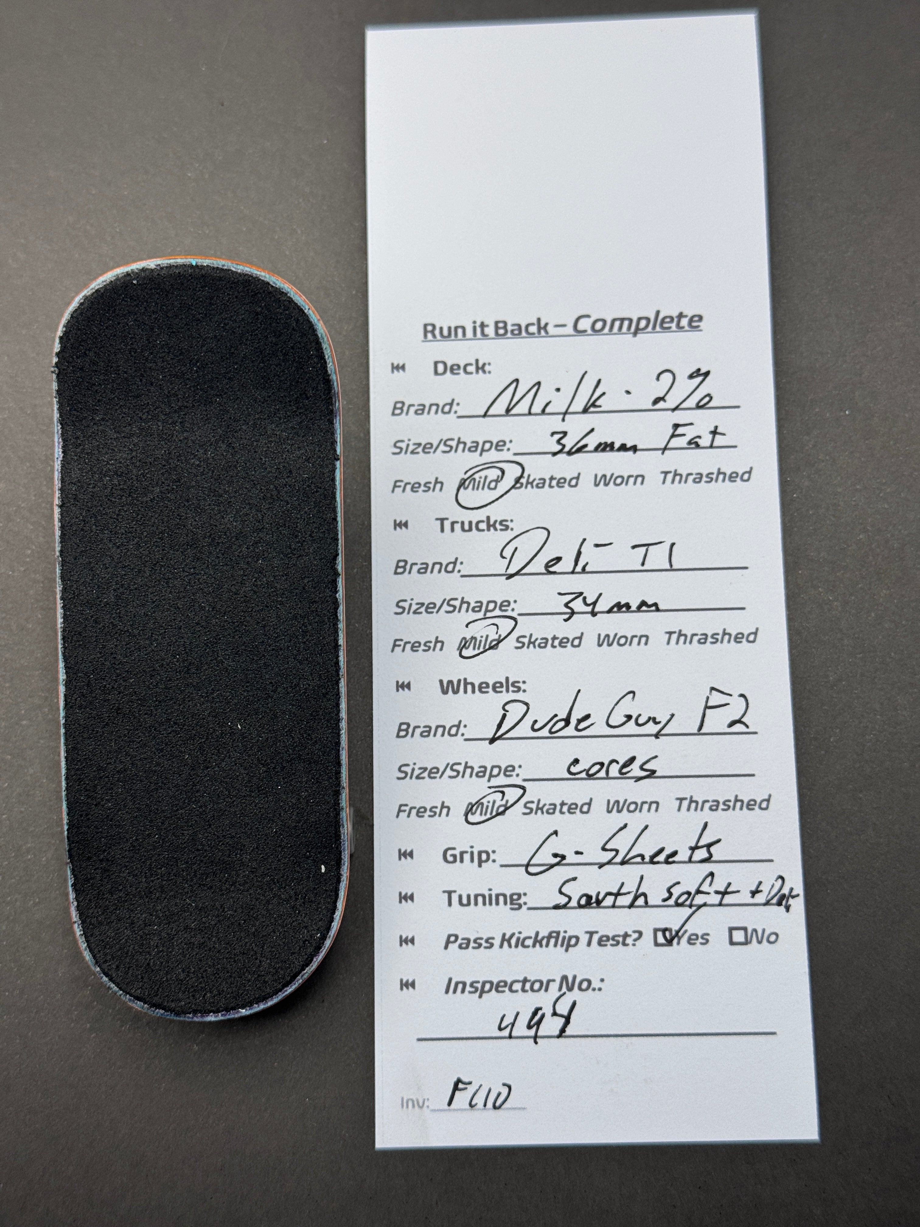 Run it Back Complete: Milk 2% 36mm Fat, Deli Type-1 34mm, Dudeguy F2 Cores