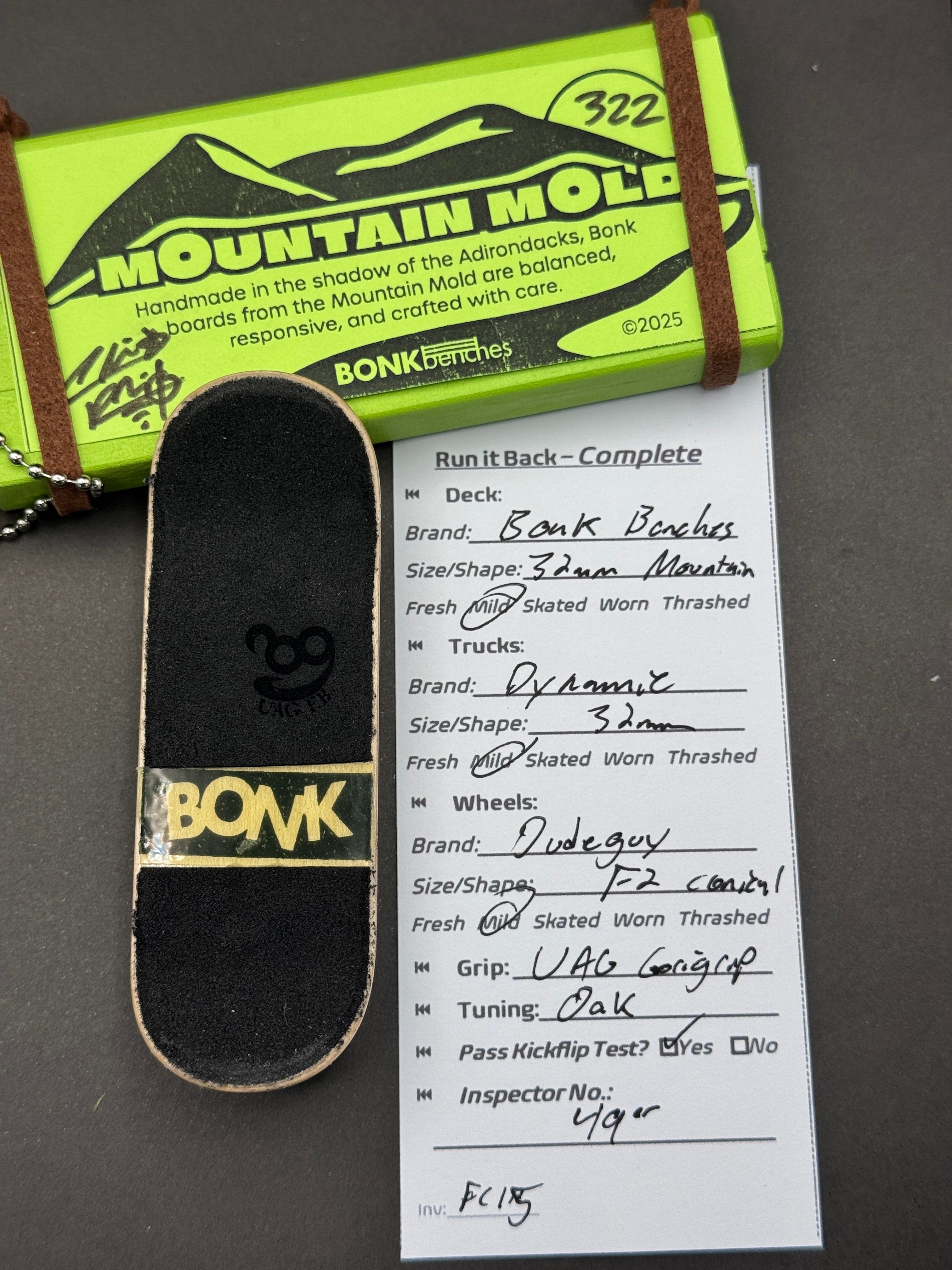 Run it Back Complete: Bonk Benches 32mm Mountain, Dynamic 32mm w/ Oak Bushings, Dudeguy F2 Conical