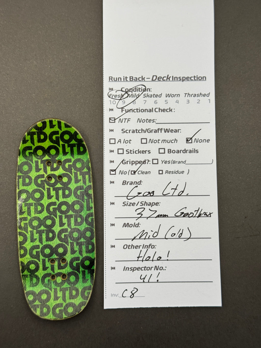 Goo Ltd. 37mm Geothax Mid (Old) - inspection card