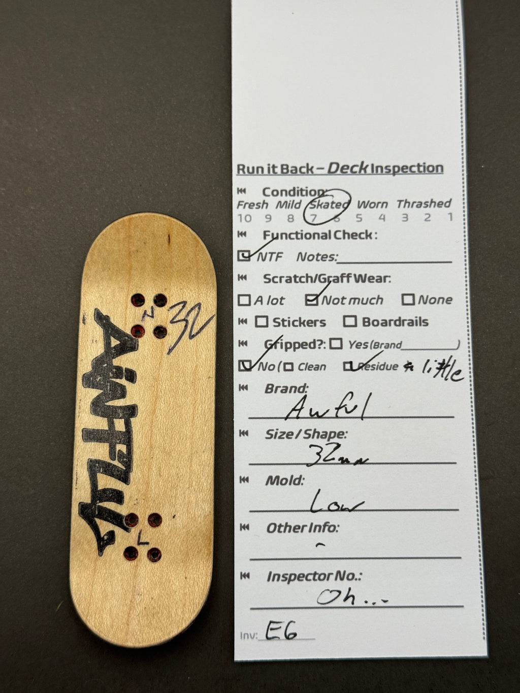 Awful 32mm Low - inspection card