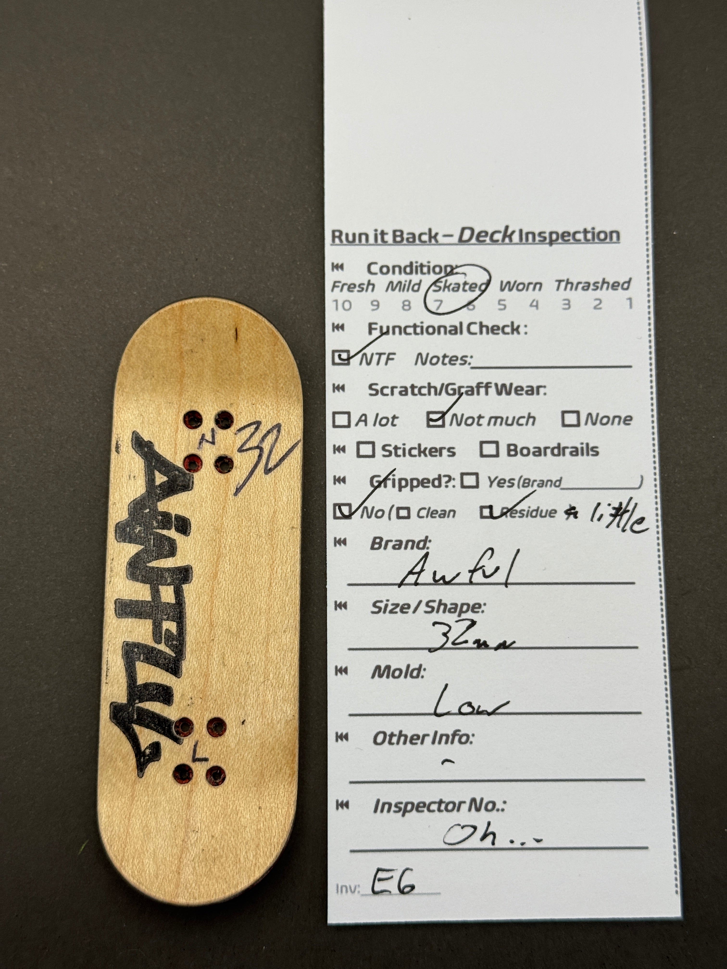 Awful 32mm Low - inspection card