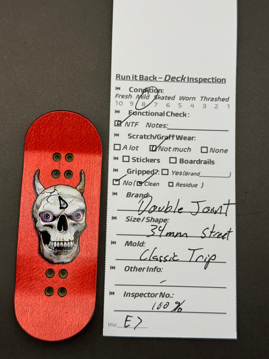 Double Joint 34mm Street Classic Trip - inspection card