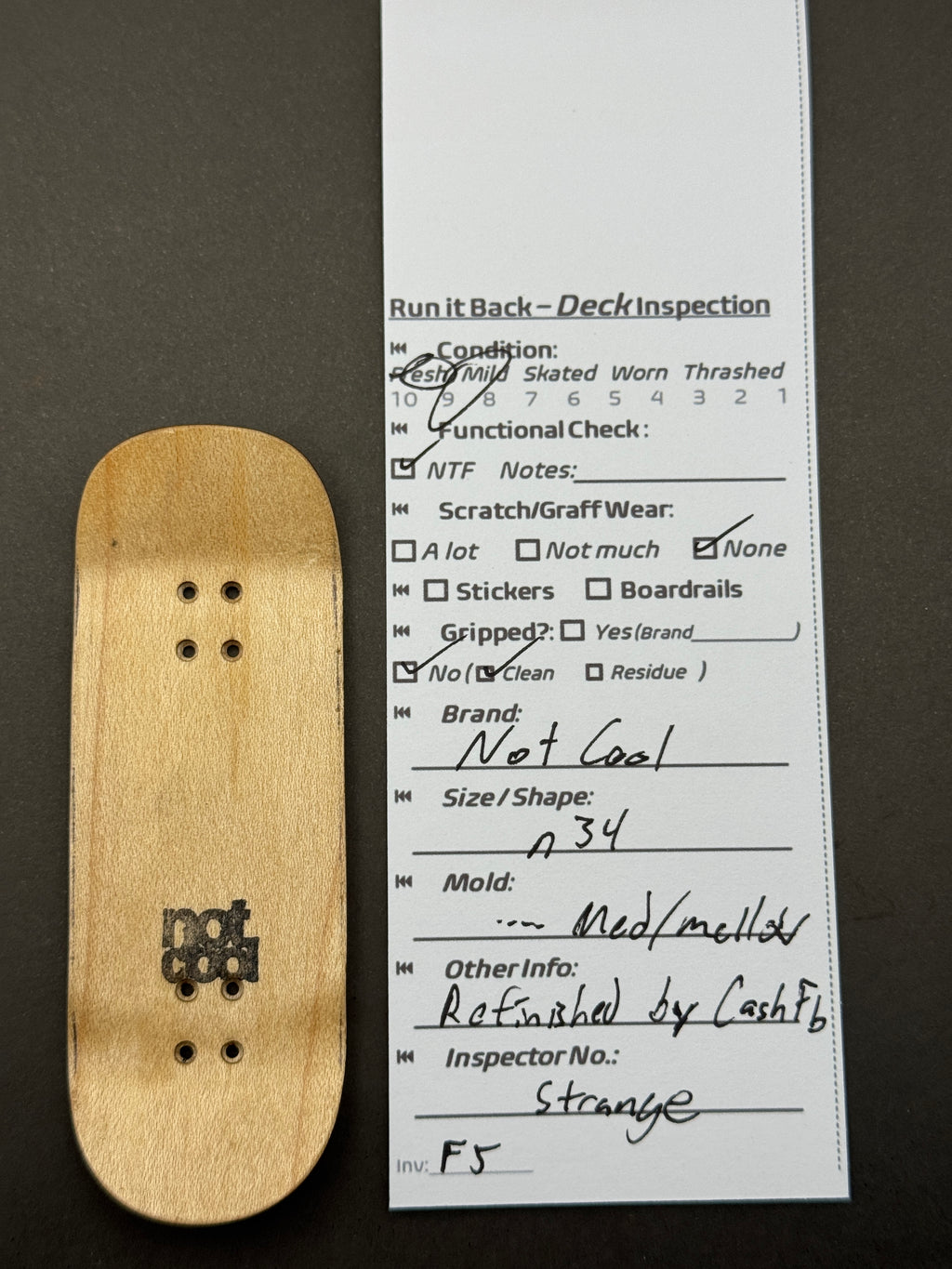 Not Cool A34 Med/Mellow - inspection card