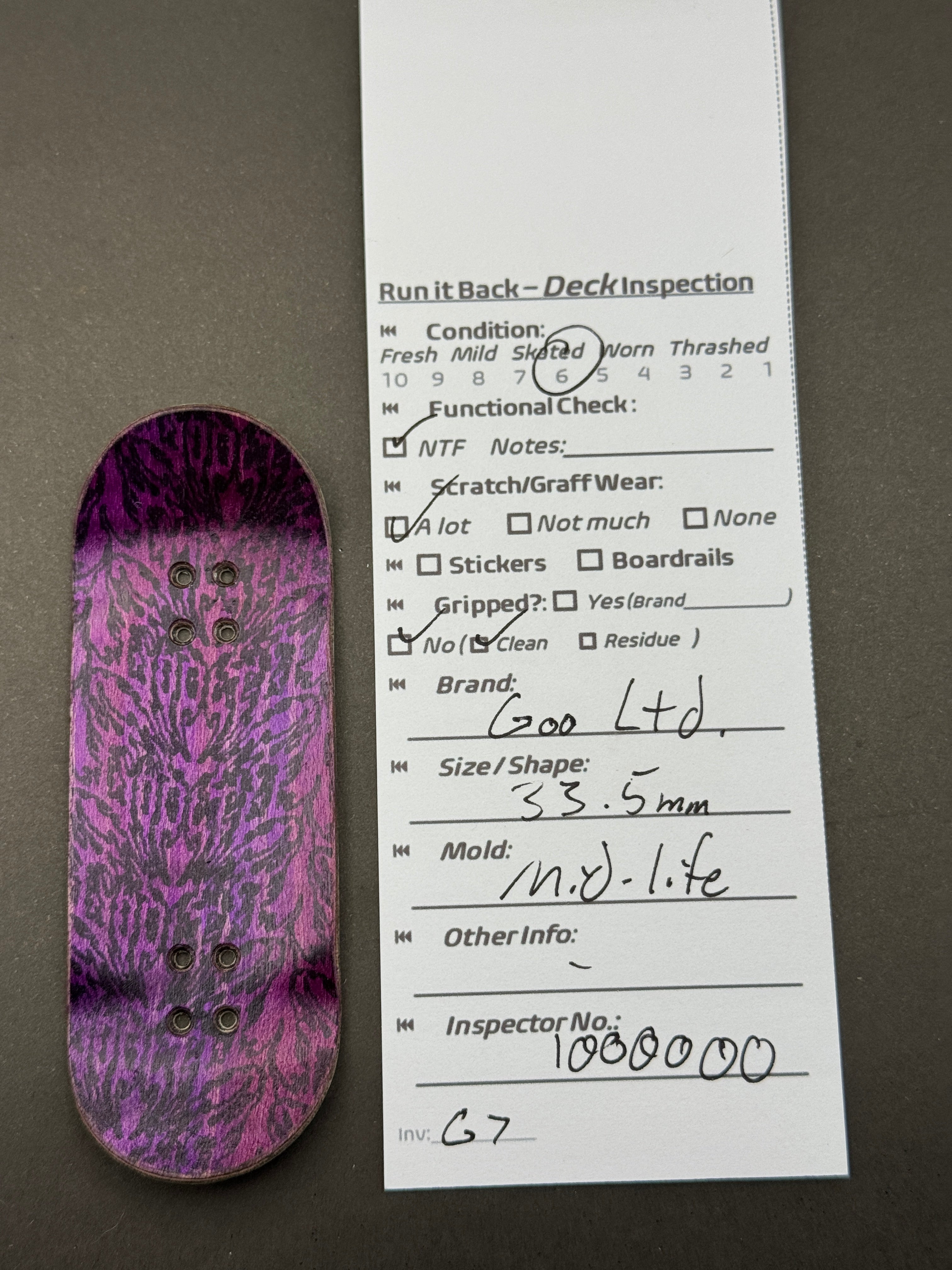 Goo Ltd. 33.5mm Mid-Life - inspection card