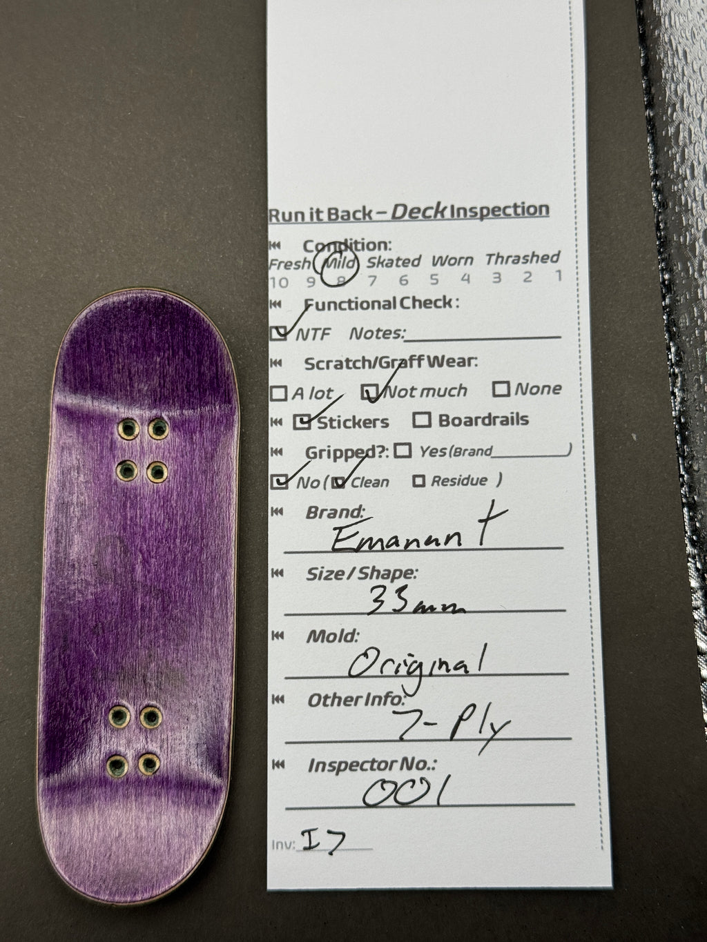 Emanunt 33mm Original - inspection card