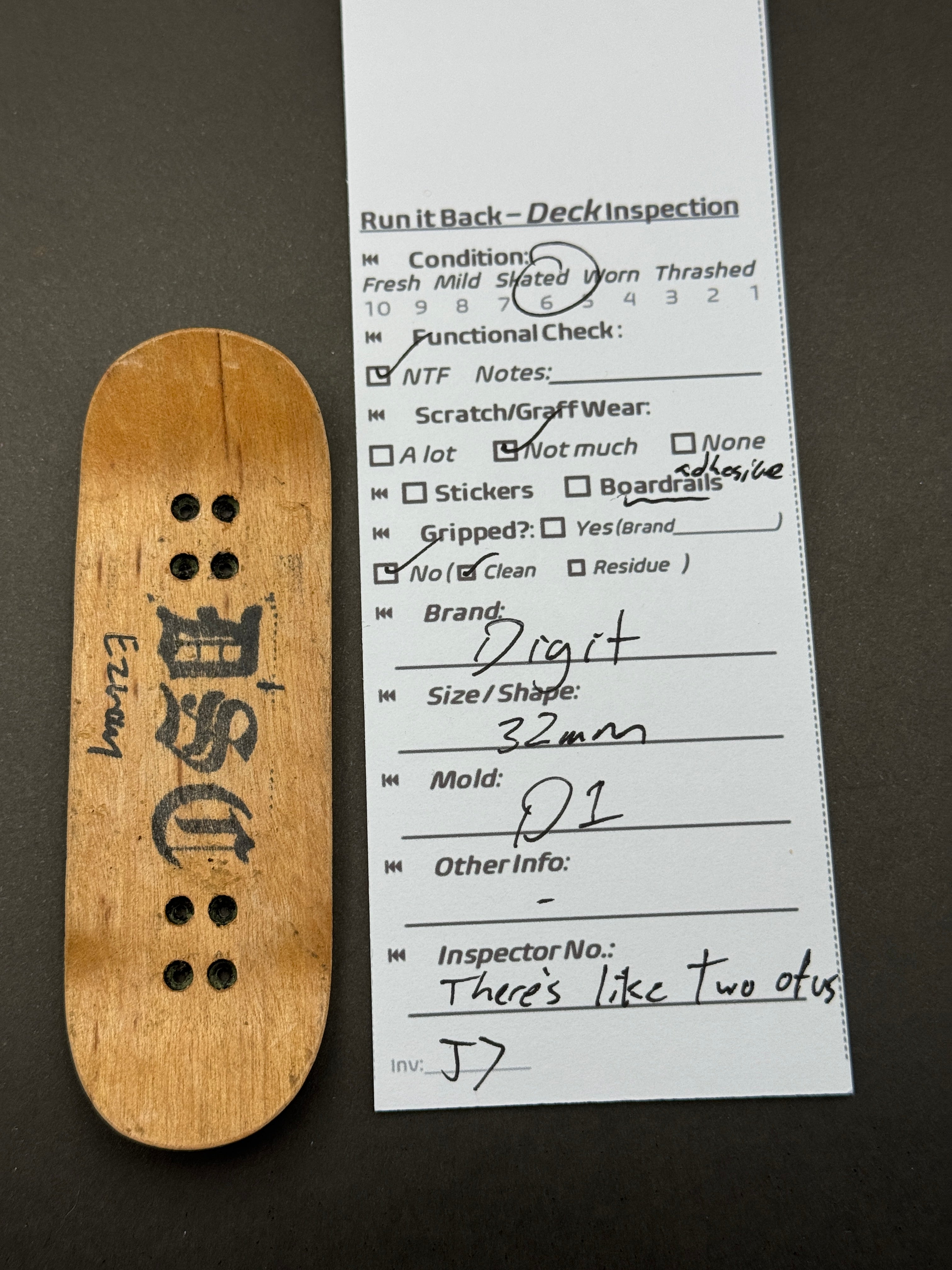 Digit 32mm D1 - inspection card