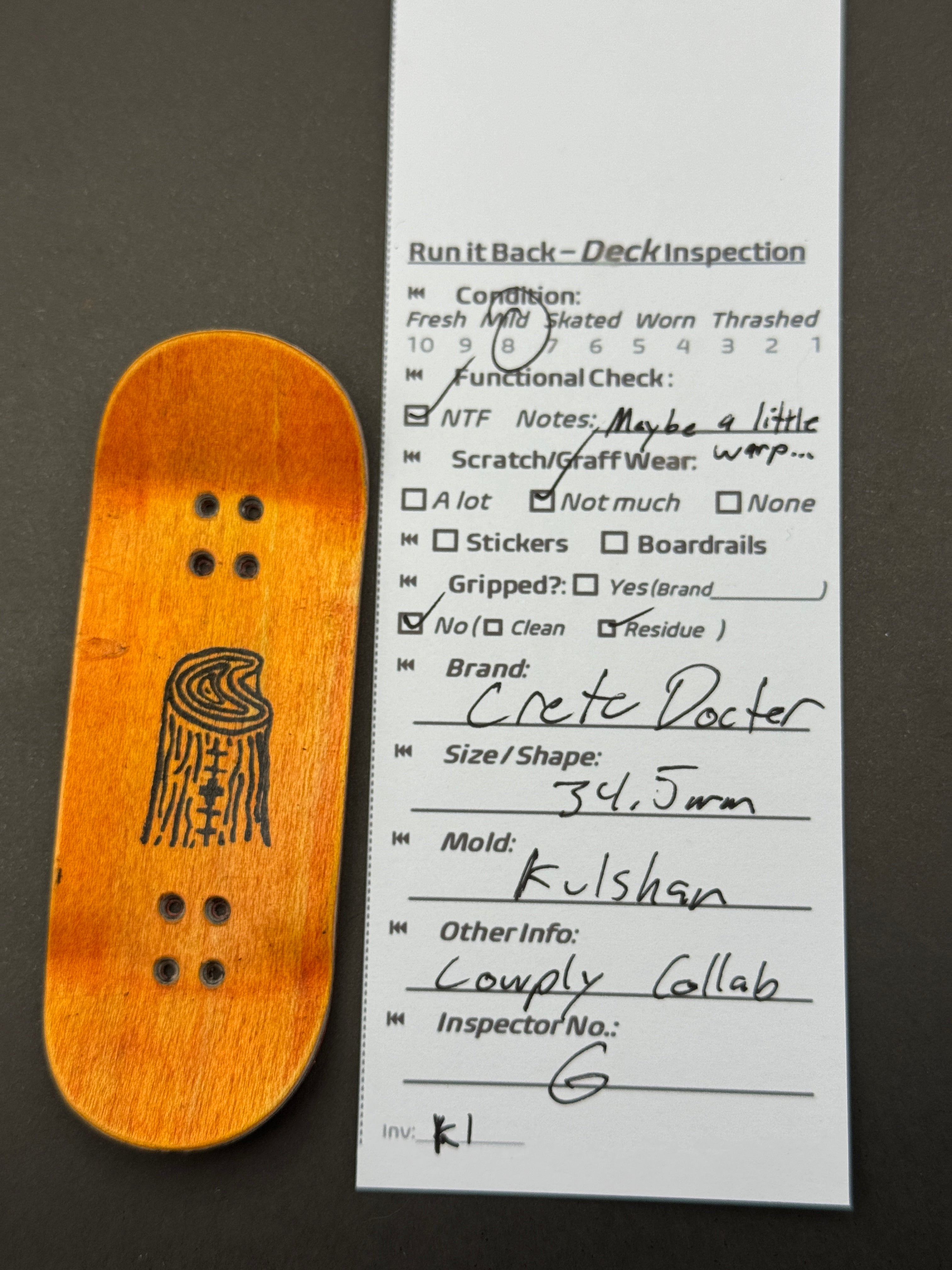 Crete Docter 34.5mm Kulshan - inspection card