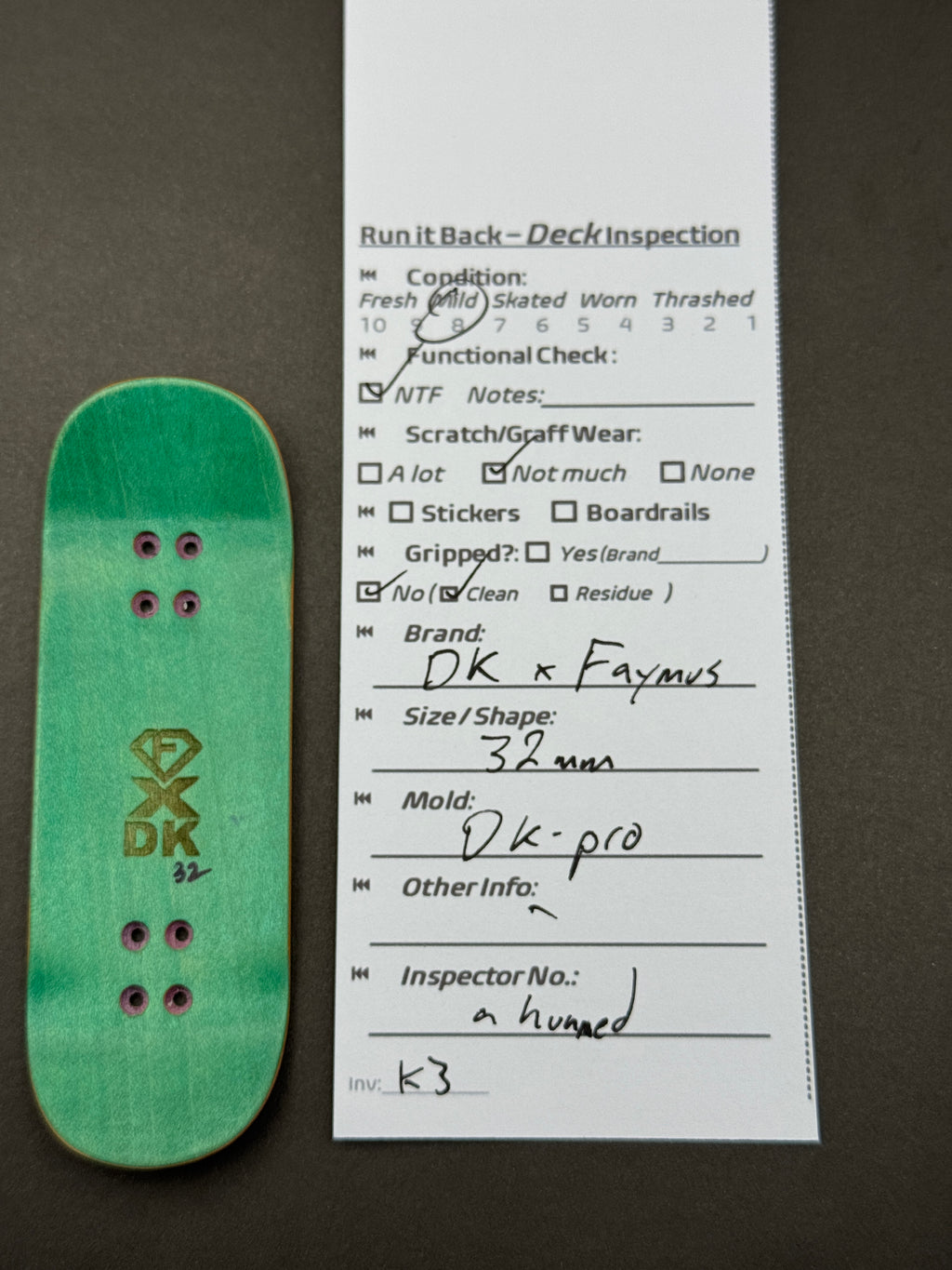 DK x Faymus 32mm DK-Pro - inspection card