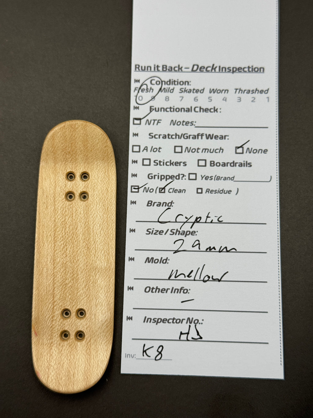 Cryptic 29mm Mellow - inspection card