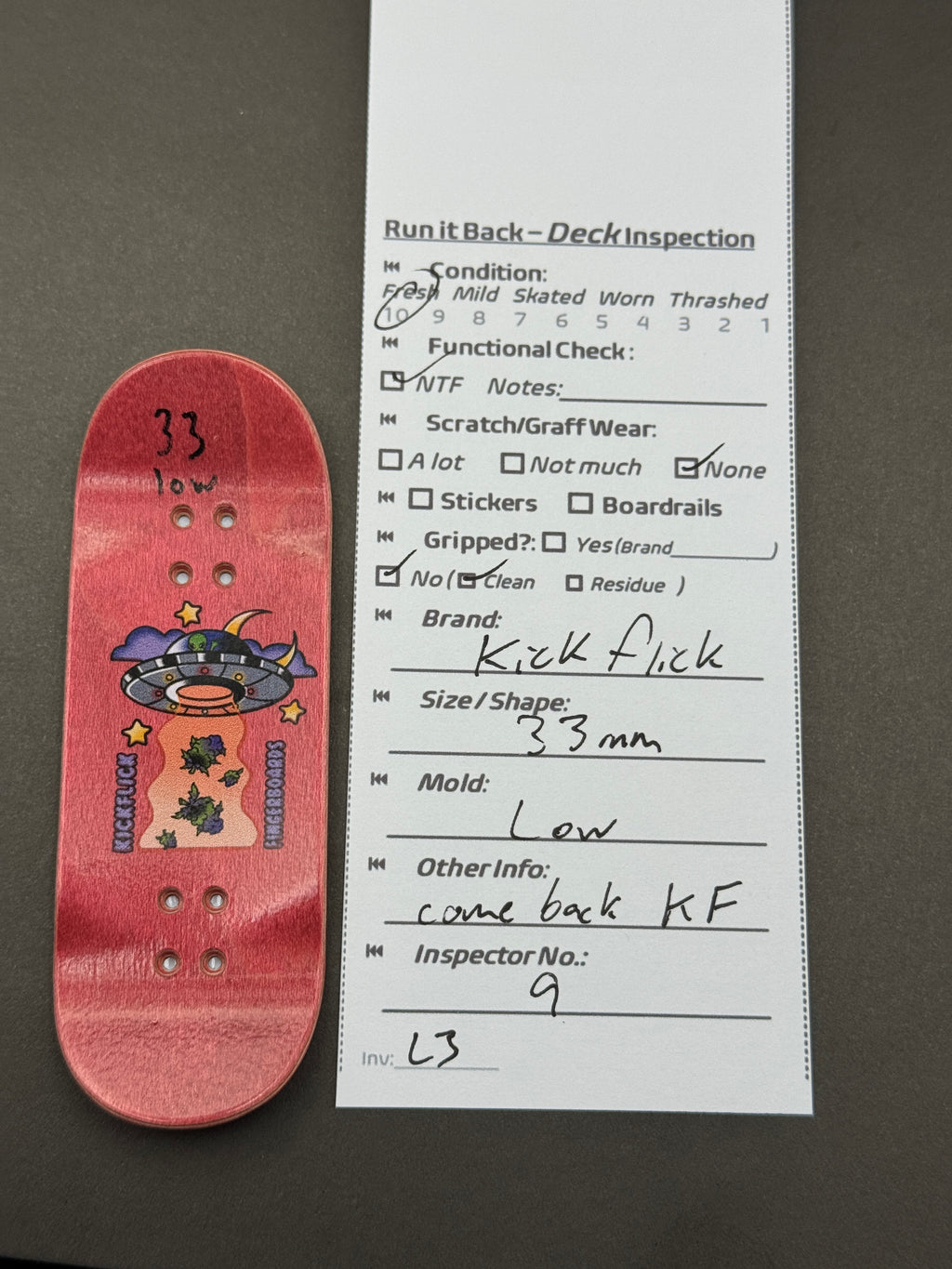 Kickflick 33mm Low - inspection card
