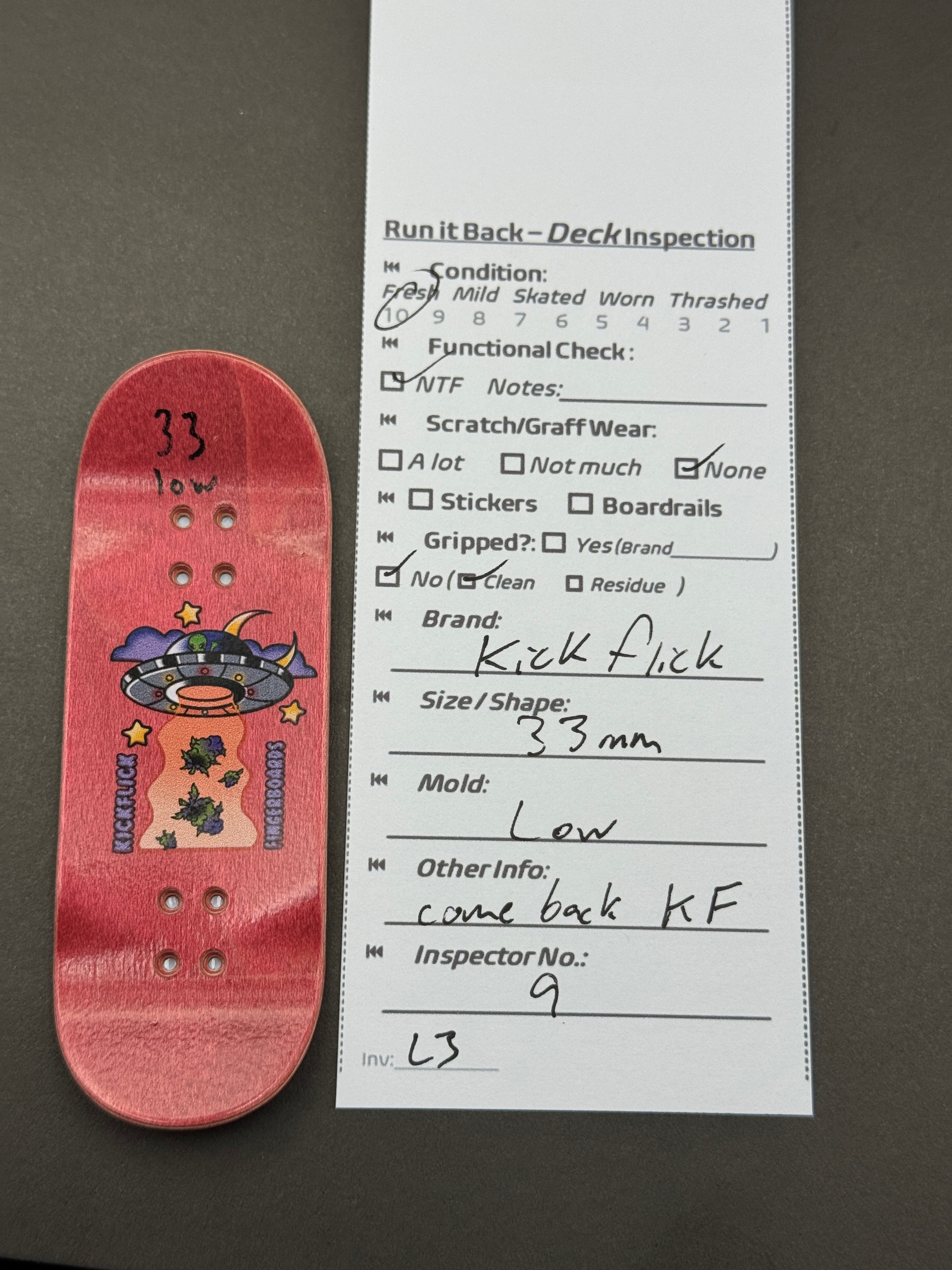 Kickflick 33mm Low - inspection card